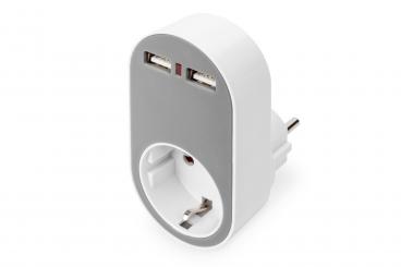 Universal Steckdosenadapter mit 2 x USB-A 
