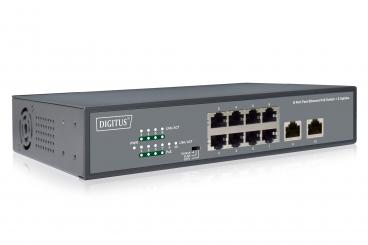 8-Port Fast Ethernet PoE Netzwerkswitch, Desktop, unmanaged, 2 Uplink Ports RJ45,120 W, af/at 